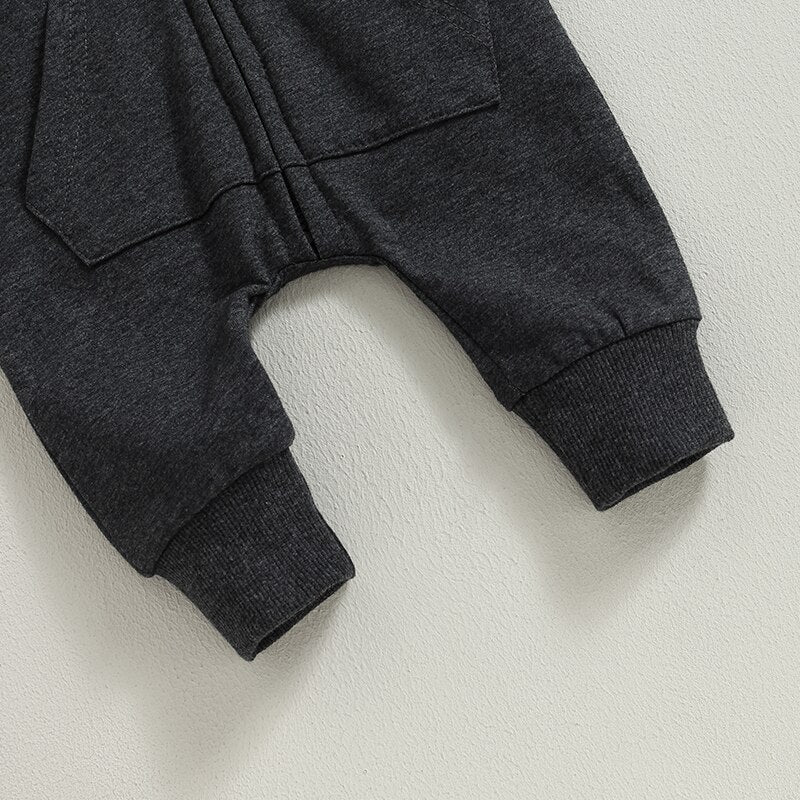 Solid Hoodie Zipper Romper