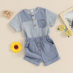 Striped Pocket Top & Shorts