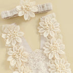 Elegant Lace Flower Dress & Headband