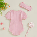 Solid Ribbed Mia Onesie & Headband