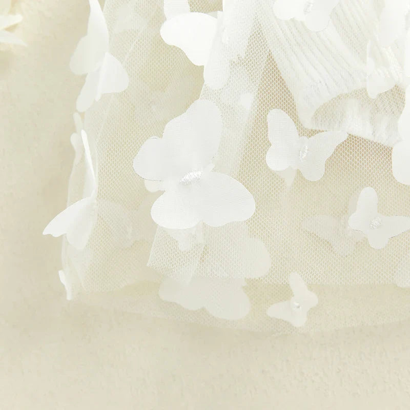 Ribbed Butterfly Flower Dress