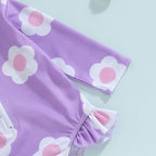 Purple Flower Swimsuit & Hat