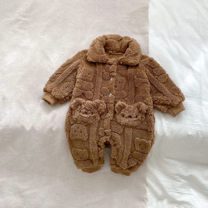 Winter Plush Teddy Bear Romper