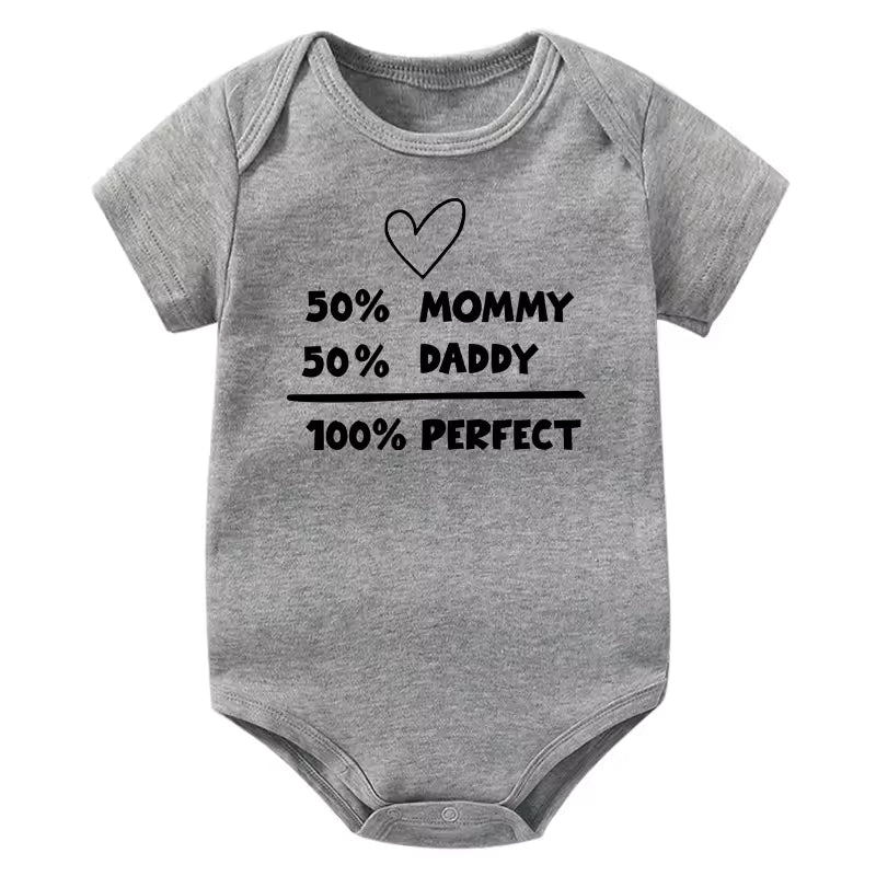 50% Mommy 50% Daddy 100% Perfect Baby Onesie (Multiple Color)