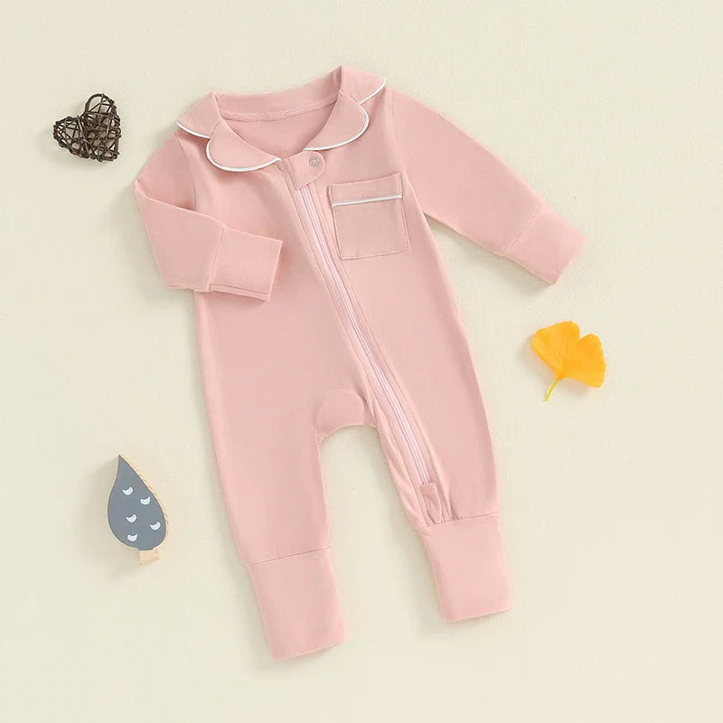Solid Collared Pocket Onesie