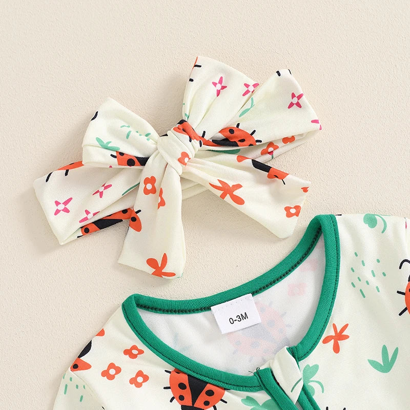 Lady Bug Floral Onesie & Bow