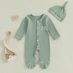 Hello I'm New Here Ribbed Footie Onesie & Hat
