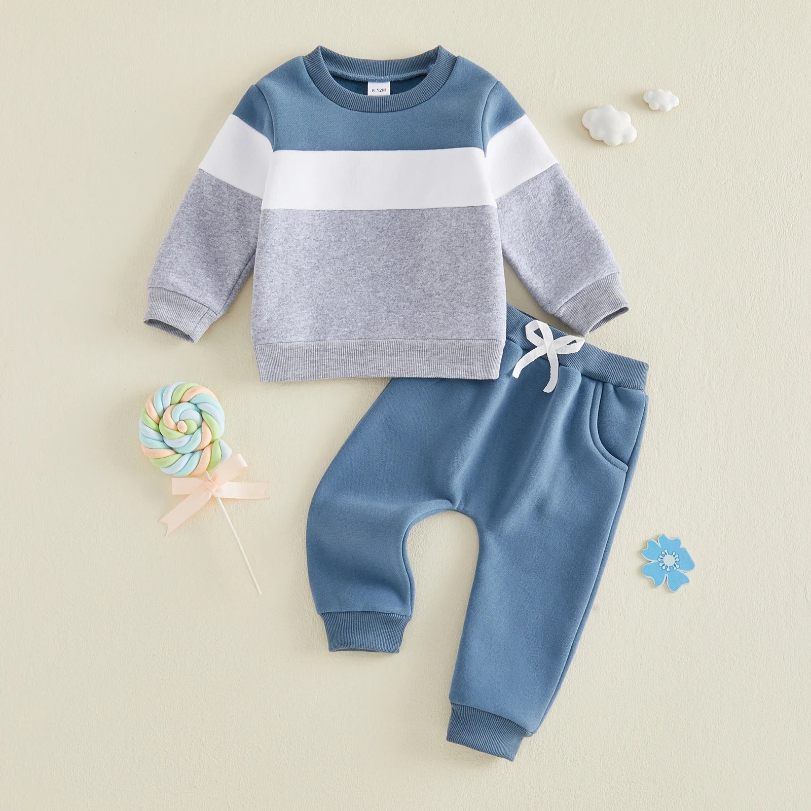 Patchwork Long Sleeve Outfit