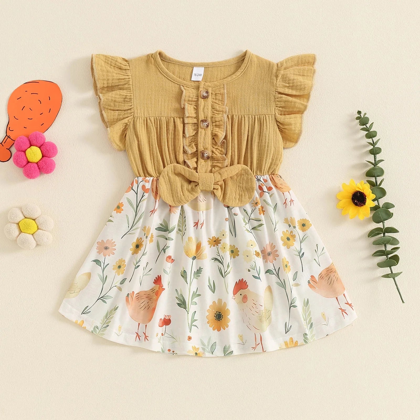 Ruffled Chicken Button Dress