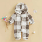 Plush Plaid Hoodie Romper