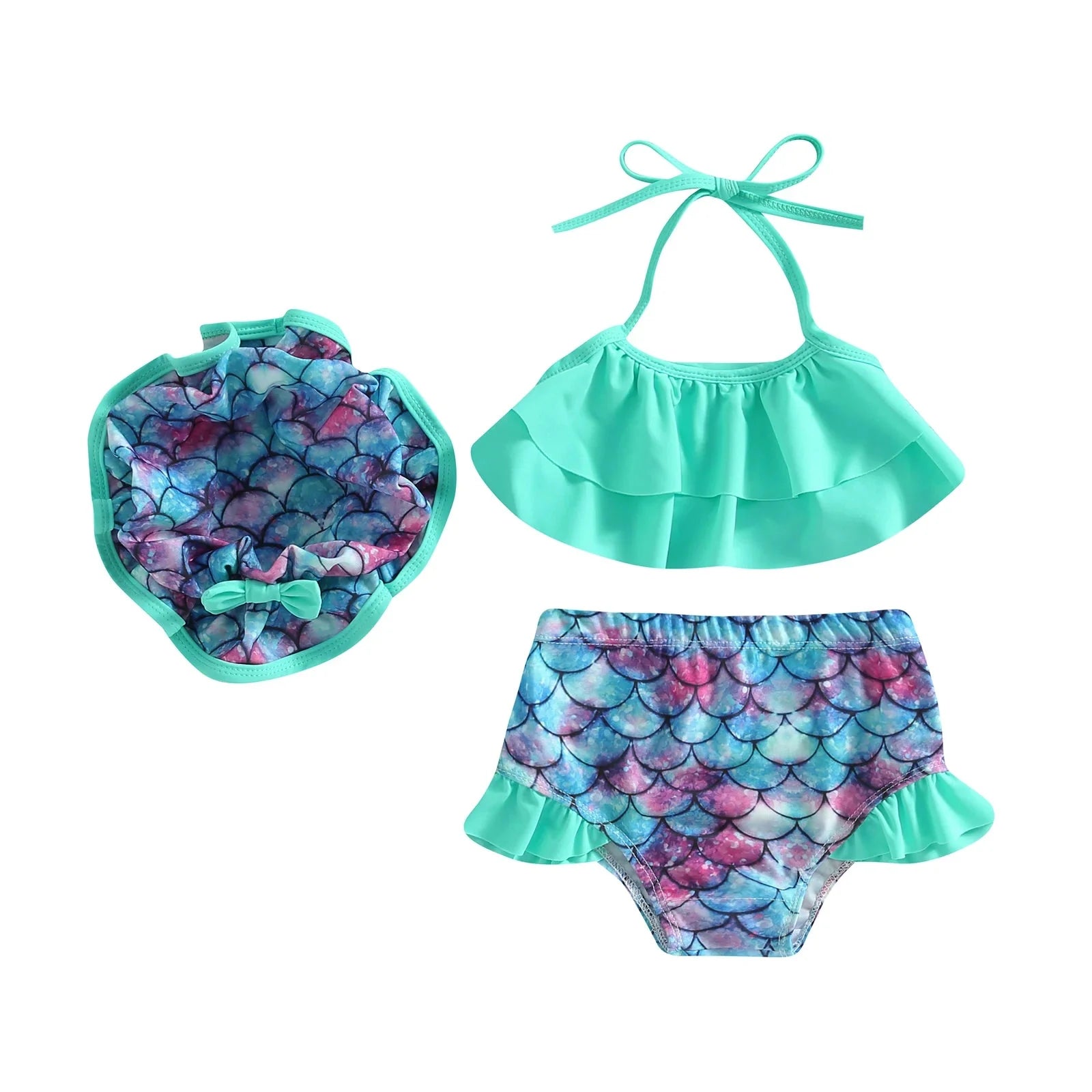 Ruffled Mermaid Fruit Swimsuit & Hat