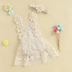 Elegant Lace Flower Dress & Headband