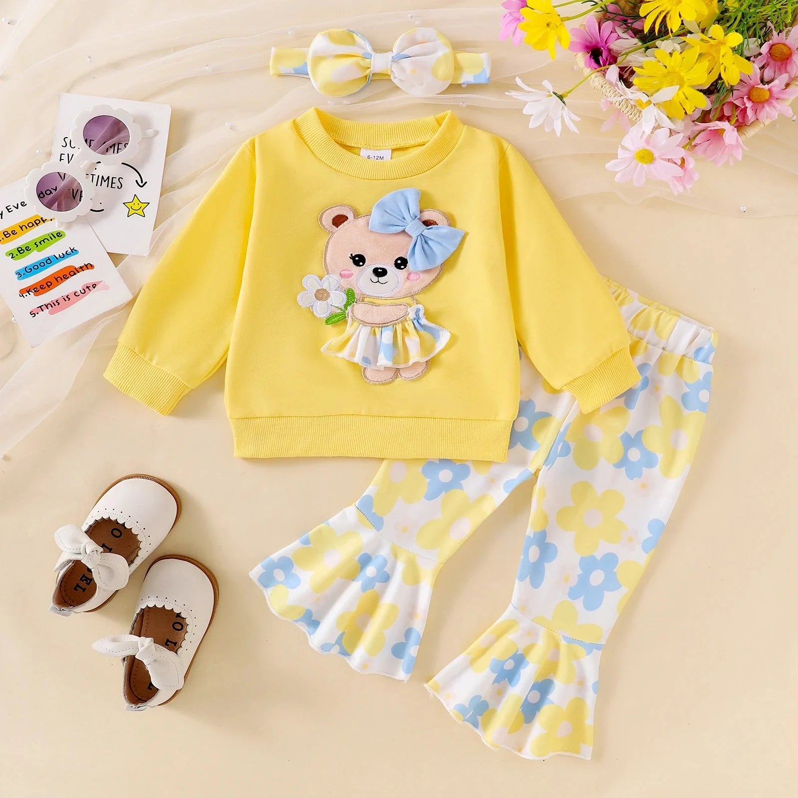 Beary Cute Floral Outfit & Headband