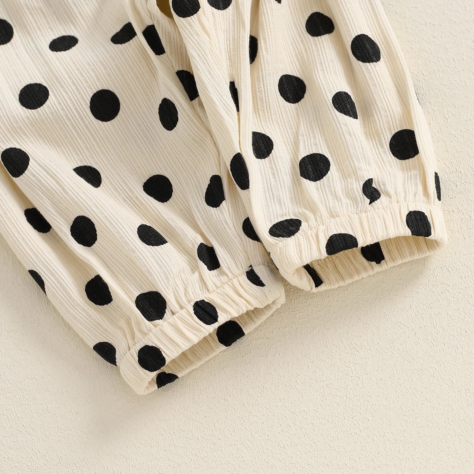 Ribbed Ruffle Polka Dot Outfit & Bow