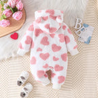 Plush Hoodie Heart Romper