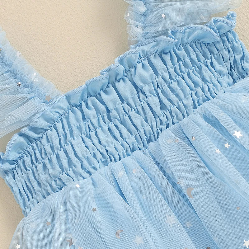 Baby Blue Stars Dress & Headband
