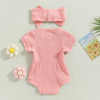Solid Ribbed Onesie & Headband
