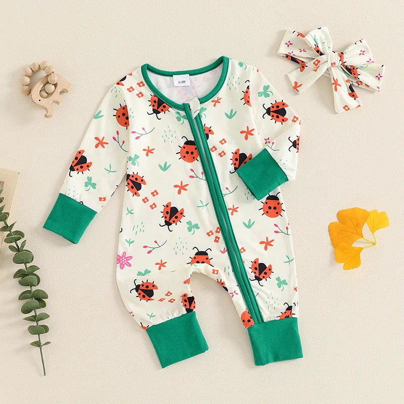Lady Bug Floral Onesie & Bow