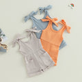 Ribbed Pocket Shoulder Tie Romper