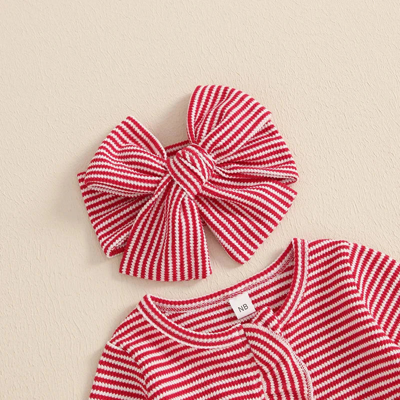 Striped Ruffle Footie Onesie & Bow