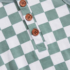 Checkered Button Onesie