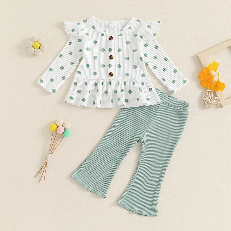 Ribbed Ruffles Patterned Top & Pants