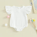 Solid Ruffled Fly Sleeve Onesie