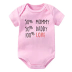 50% Mommy 50% Daddy 100% Love Onesie (Multiple Colors)