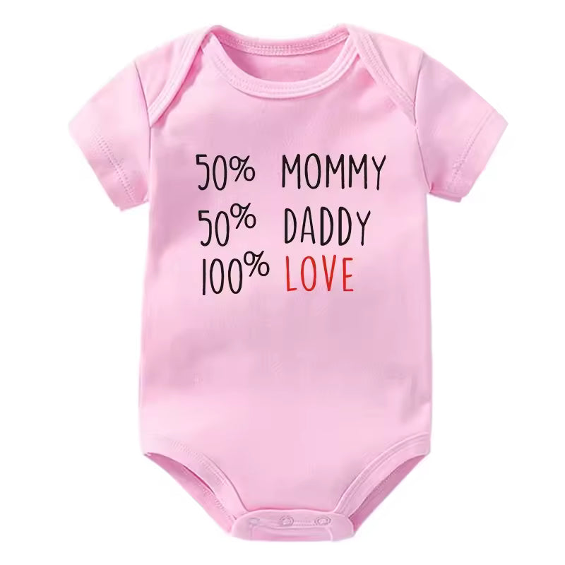 50% Mommy 50% Daddy 100% Love Onesie (Multiple Colors)