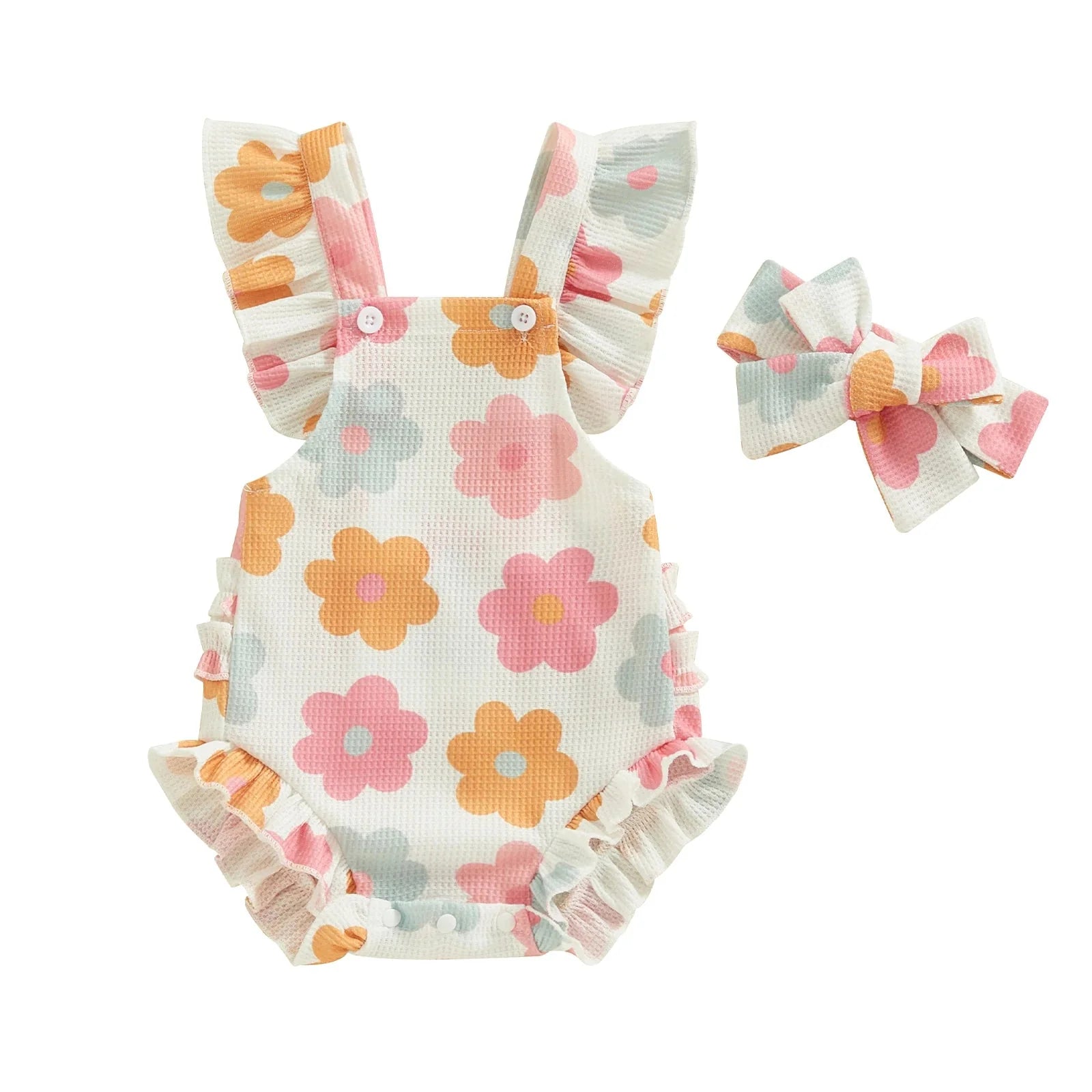 Fruity Floral Ruffle Romper & Bow