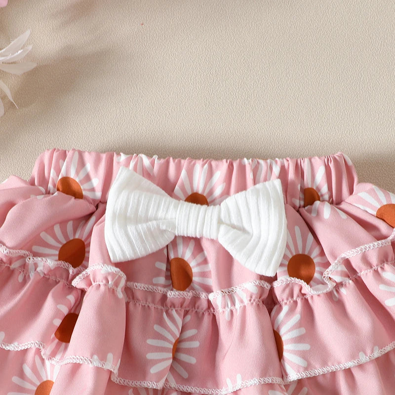 Baby Girl Ruffle Romper & Floral Shorts Set