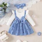 Baby Girl Floral Suspender Dress & Headband Set