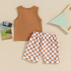 Little Dude Tank & Checkered Shorts