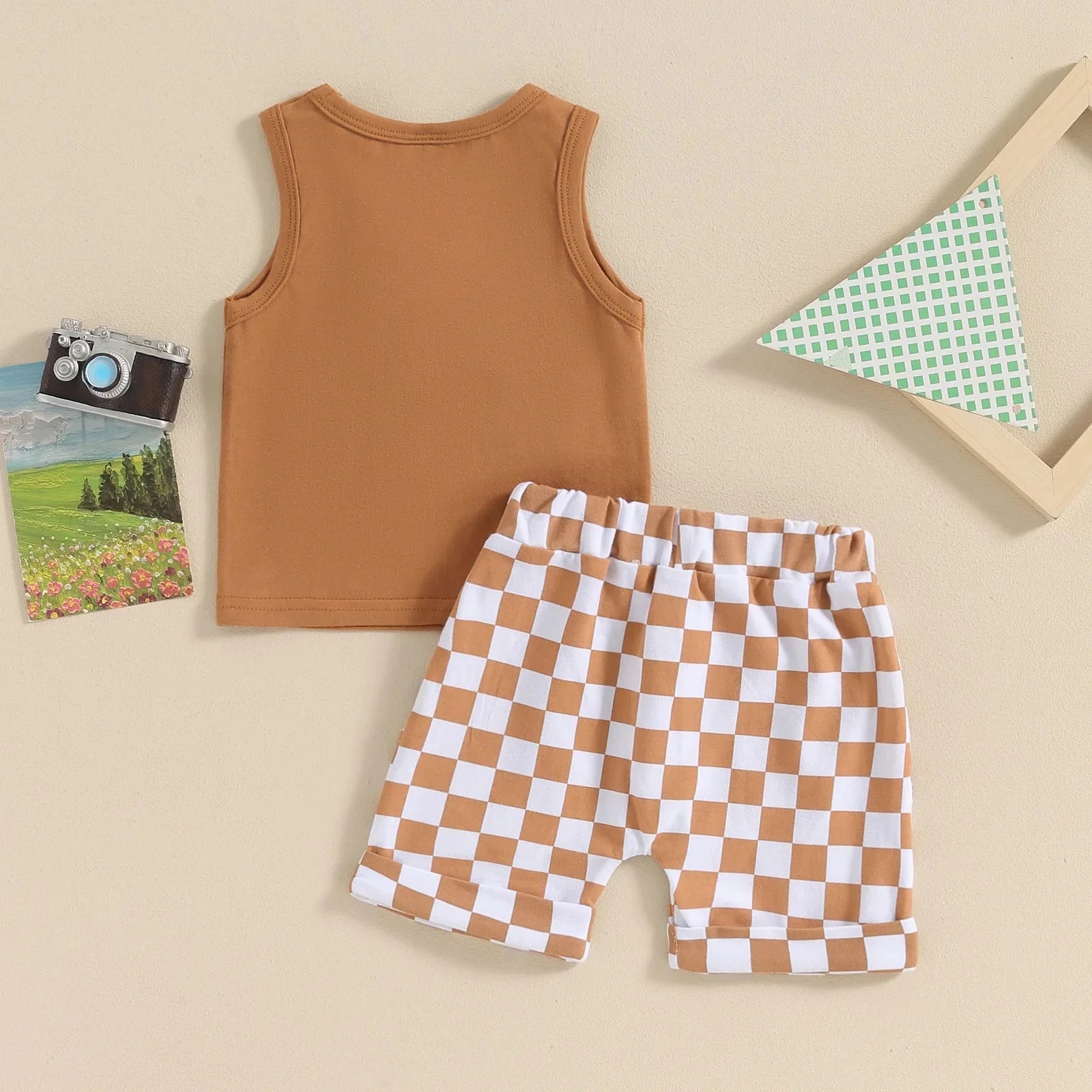 Little Dude Tank & Checkered Shorts