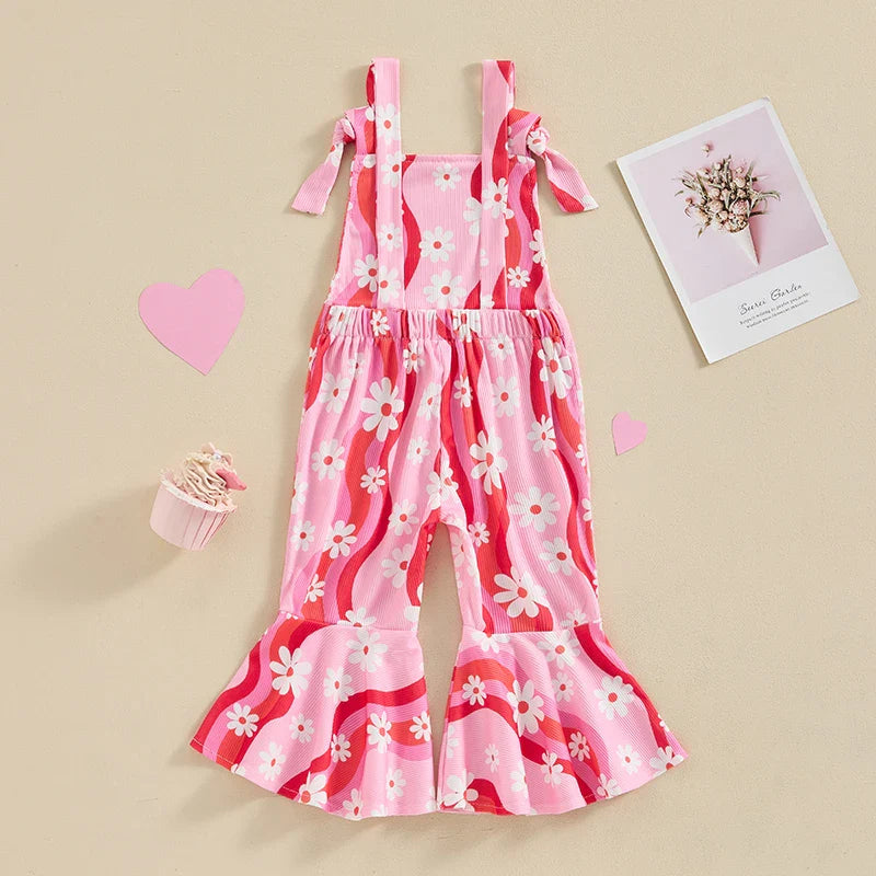 Groovy Flower Wave Bell Bottom Romper