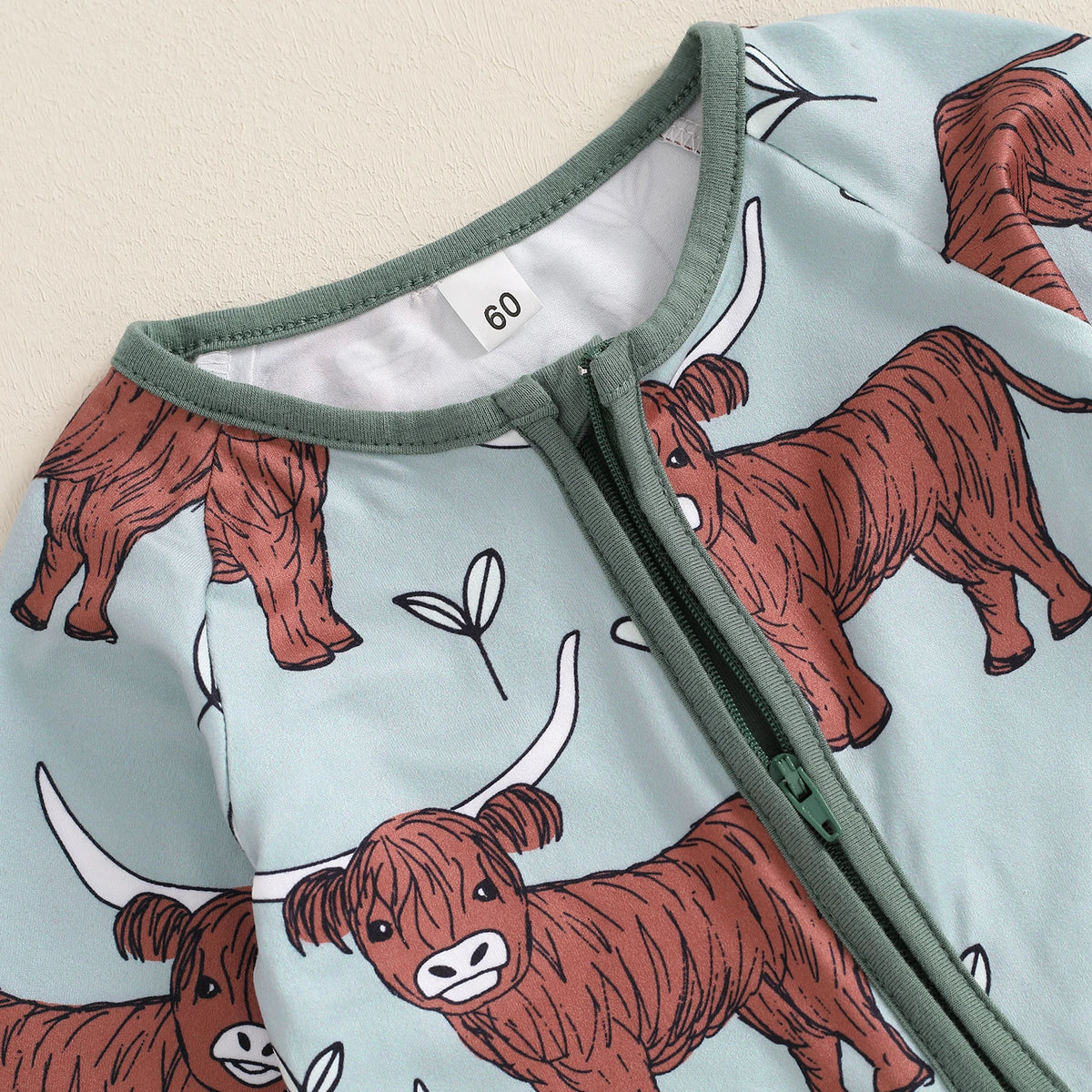 Ribbed Cow Full Sleeve Romper