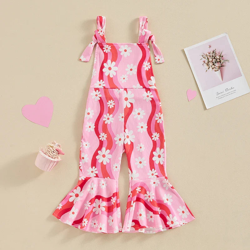 Groovy Flower Wave Bell Bottom Romper