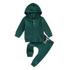 Solid Ribbed Hooded Jogger Set