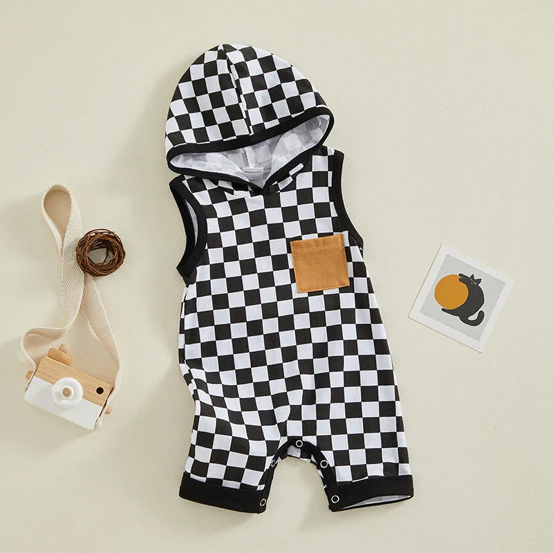 Hooded Checkered Romper