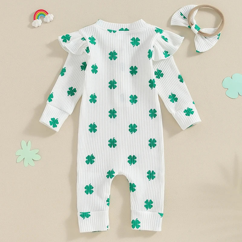 Ribbed Clover Onesie & Headband