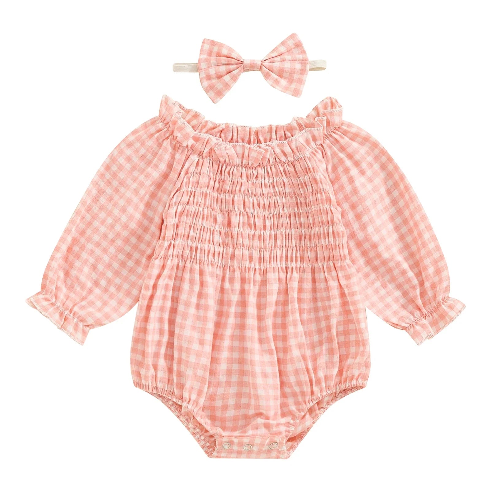 Ruffled Plaid Romper & Headband