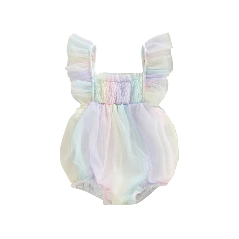 Rainbow Striped Dinosaur Romper