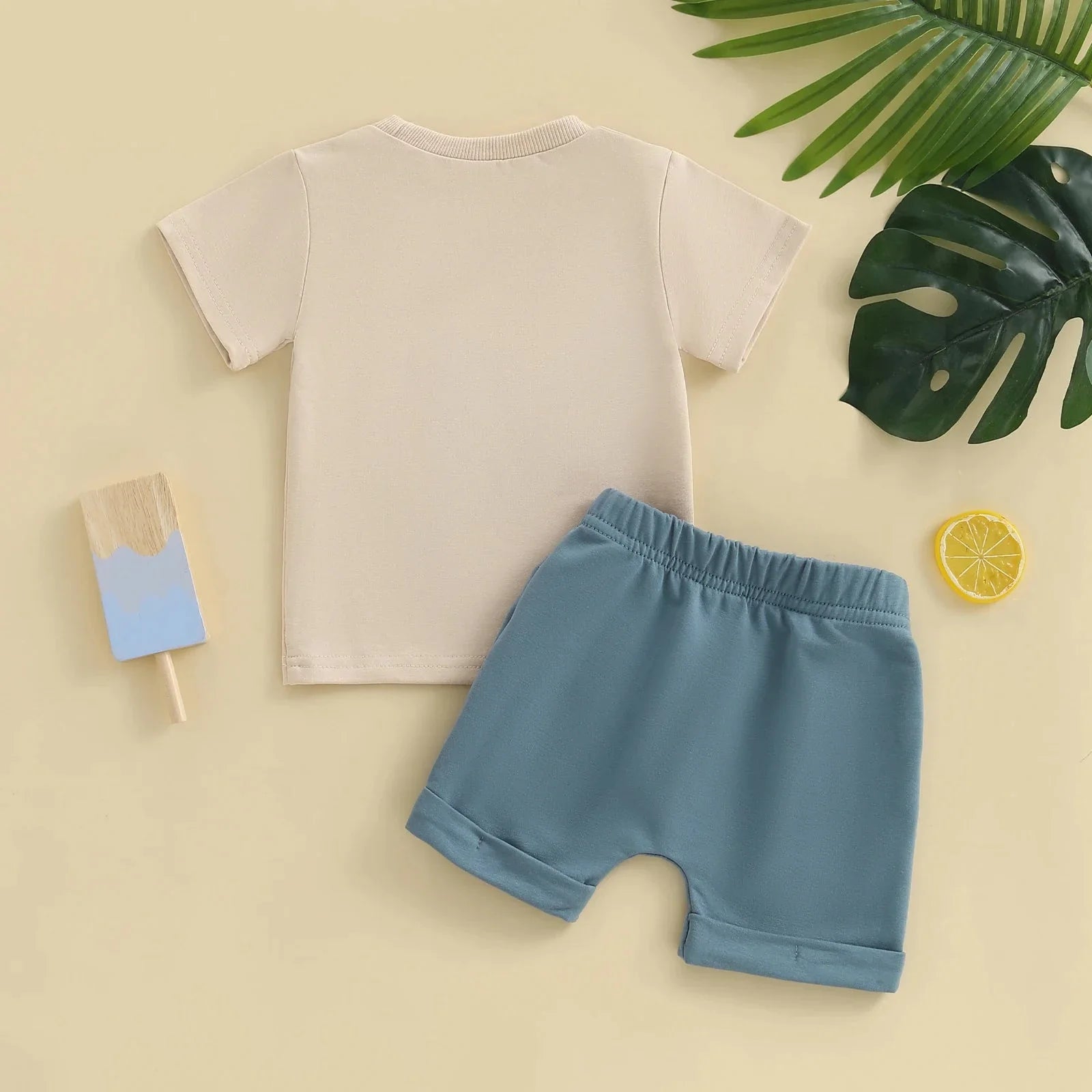 Fuzzy Embroidery Dino T-shirt & Shorts