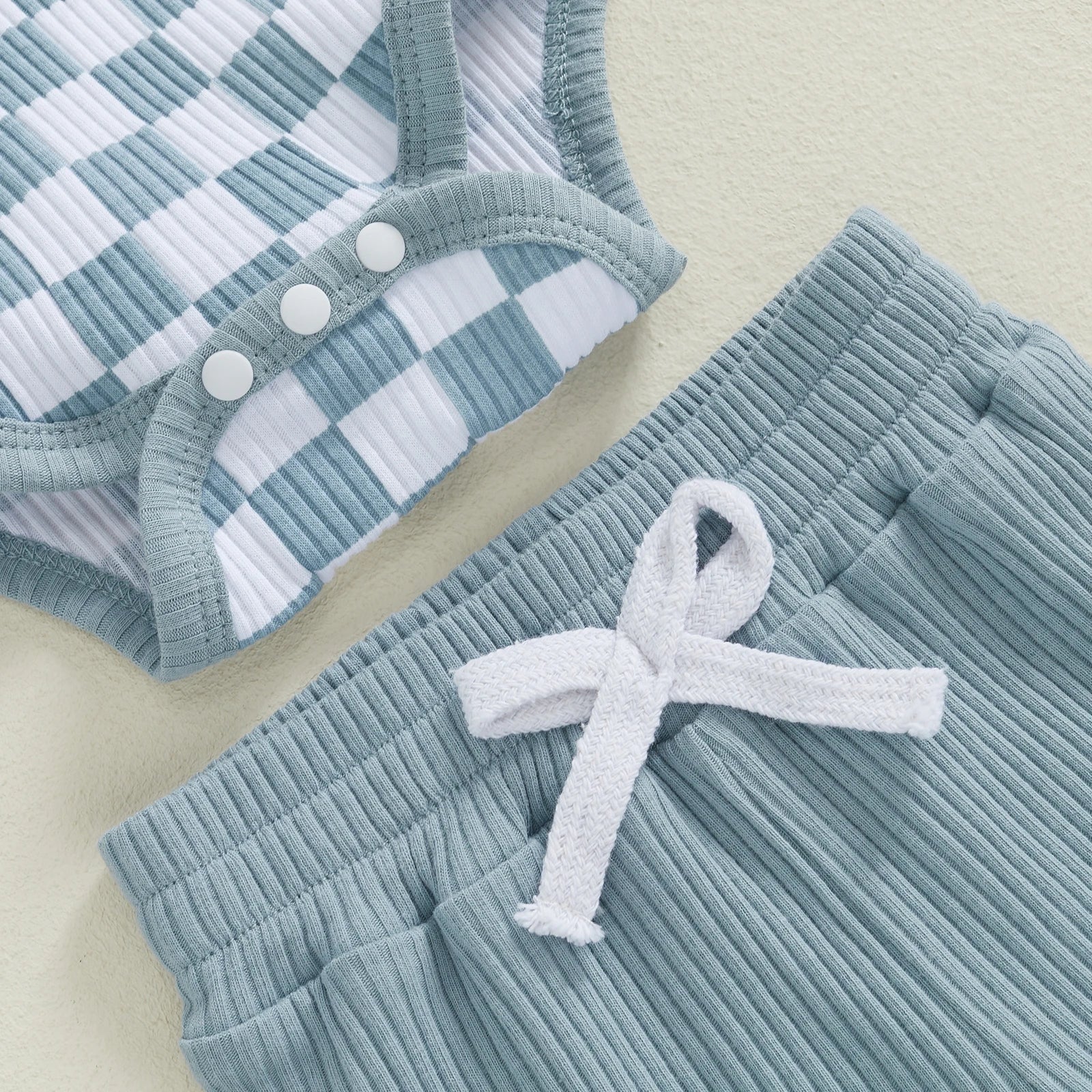 Collared Ribbed Checkered Outfit