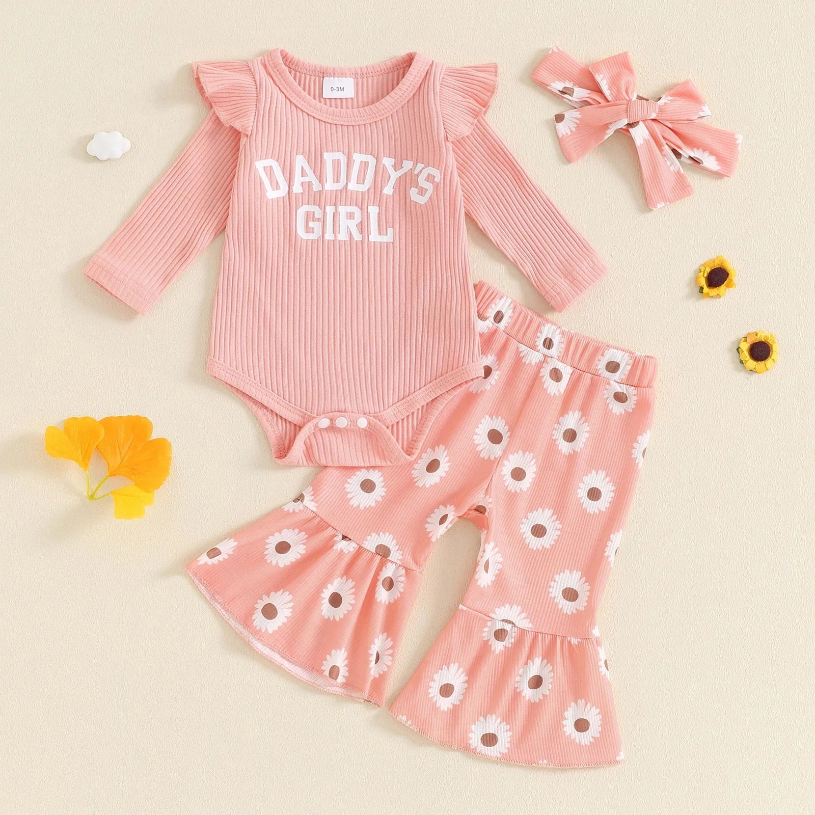 Daddy's Girl Flower Bell Bottoms Outfit