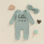 Hello I'm New Here Ribbed Onesie & Bow