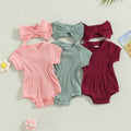 Solid Ribbed Onesie & Headband
