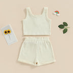 Solid Ribbed Button Tank & Shorts