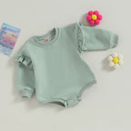 Solid Ruffle Long Sleeve Onesie