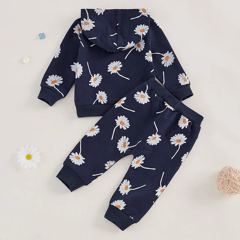 Daisy Flower Hooded Jogger Set